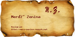 Merő Zenina névjegykártya